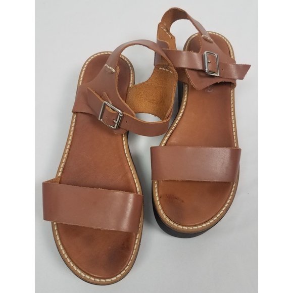 Jonak Paris Women's Brown Leather Black Platform Open Toe